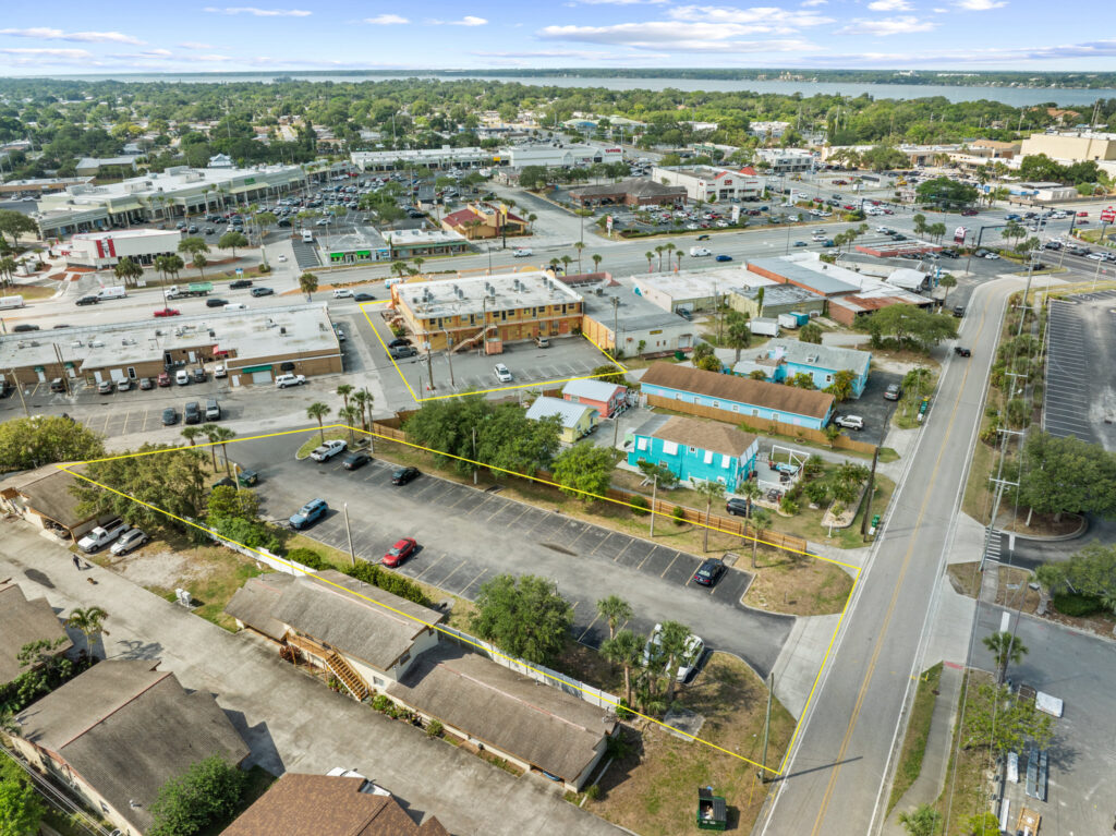 An aerial view of the Perrone Twin Rivers, 76 E. Merritt Island Causeway in Merritt Island, Florida.