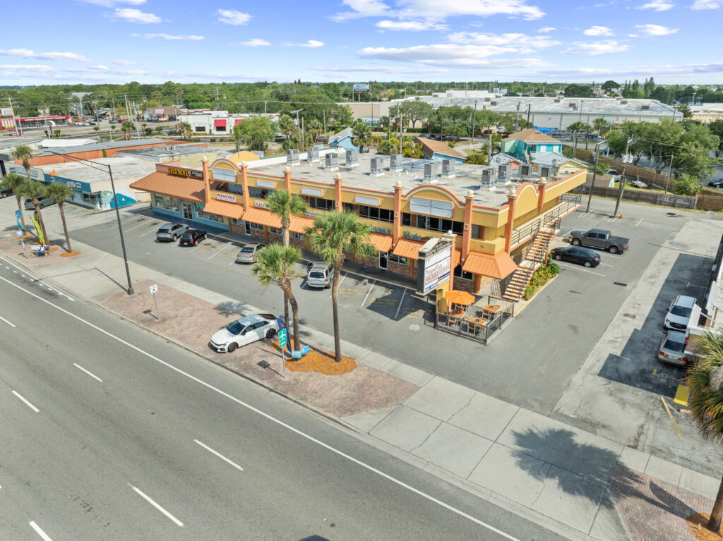 An aerial view of the Perrone Twin Rivers, 76 E. Merritt Island Causeway in Merritt Island, Florida.