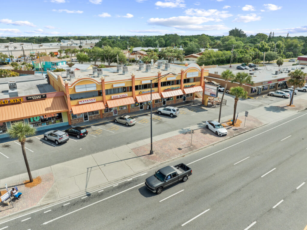 An aerial view of the Perrone Twin Rivers, 76 E. Merritt Island Causeway in Merritt Island, Florida.