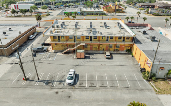 An aerial view of the Perrone Twin Rivers, 76 E. Merritt Island Causeway in Merritt Island, Florida.