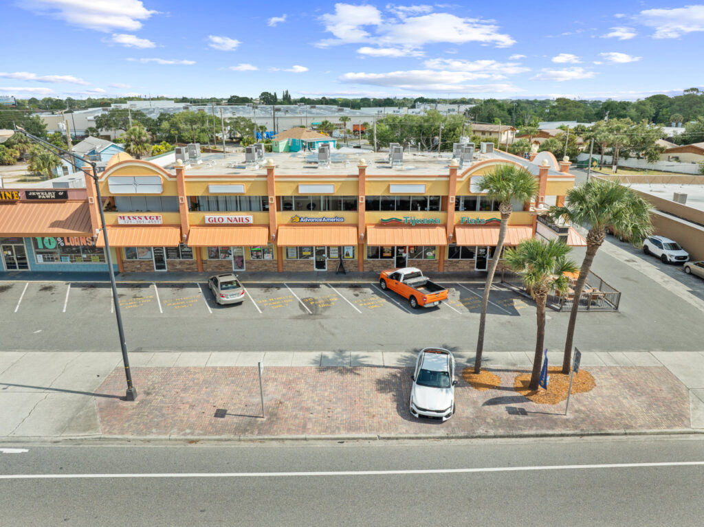 An aerial view of the Perrone Twin Rivers, 76 E. Merritt Island Causeway in Merritt Island, Florida.