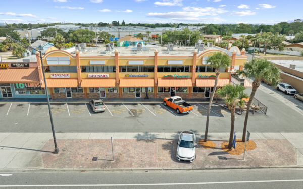 An aerial view of the Perrone Twin Rivers, 76 E. Merritt Island Causeway in Merritt Island, Florida.